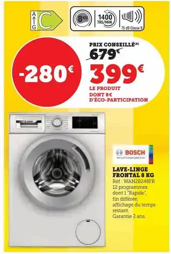 Lave-linge frontal 8 kg