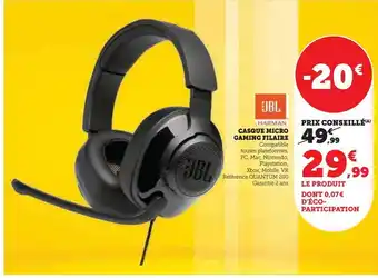 Casque micro gaming filaire