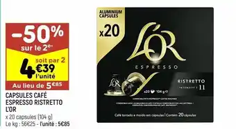 Leader Price Capsules café espressp ristretto l'or offre