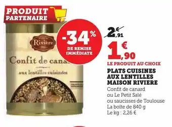 Hyper U Plats cuisines aux lentilles maison riviere offre