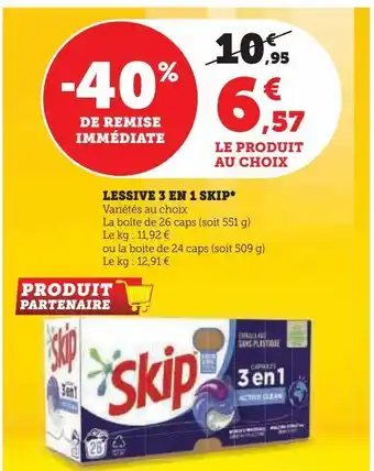 Hyper U Lessive 3 en 1 skip offre