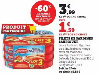 Hyper U Filets de sardines saupiquet offre