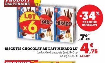 Biscuits chocolat au lait mikado lu