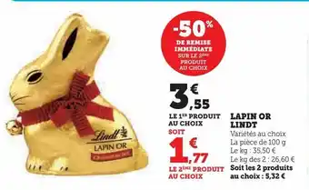 Hyper U Lapin or lindt offre