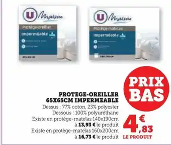 Hyper U Protege-oreiller 65x65cm impermeable offre