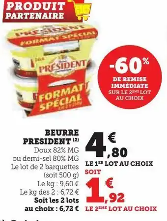 Hyper U Beurre president offre