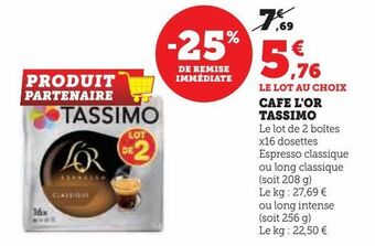 Hyper U Cafe l'or tassimo offre