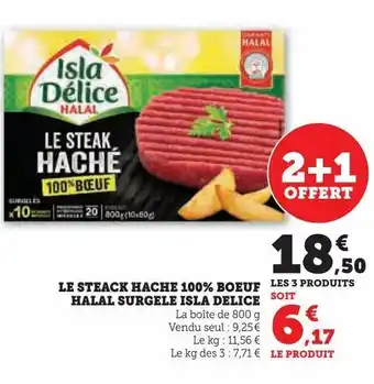 U Express Le steack hache 100% boeuf halal surgele isla delice offre