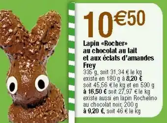 Lapin rocher au chocolat au lait et aux éclats d'amandes frey