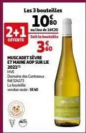 Auchan Muscadet sèvre et maine aop sur lie 2021 offre