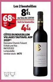 Auchan Côtes du roussillon villages tautavel aop 2019 offre