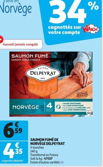 Auchan Saumon Fumè De Norvège Delpeyrat offre