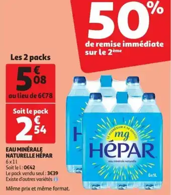 Auchan Eau Minérale Naturelle Hépar offre