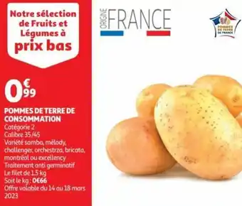 Auchan Pommes De Terre De Consommation offre