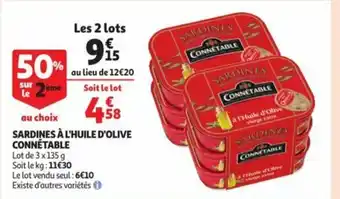 Auchan Sardines A L'huile D'Olive Connétable offre
