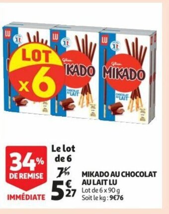Auchan Mikado Au Chocolat Au Lait Lu offre
