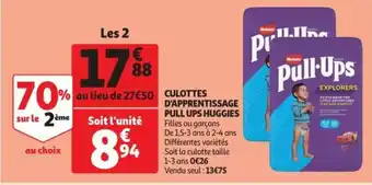 Auchan Culottes D'Apprentissage Pull Ups Huggies offre