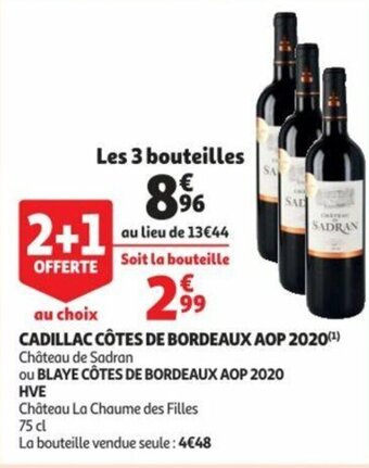 Auchan Cadillac Côtes De Bordeaux AOP 2020 offre