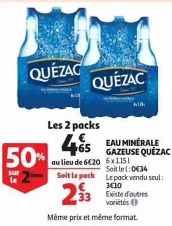 Auchan Eau Minérale Gazeuse Quézac offre