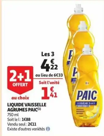 Auchan Liquide Vaisselle Agrumes Paic offre