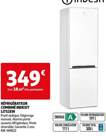 Réfrigérateur Combiné Indesit LI7S1EW Réf.469822