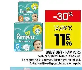Supeco Baby-dry - pampers offre