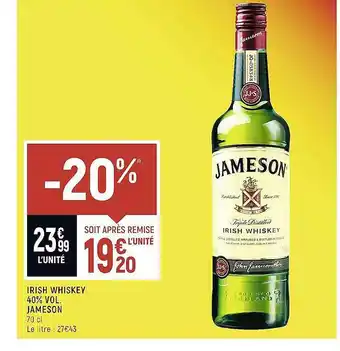 Spar Irish whiskey 40% vol. jameson offre