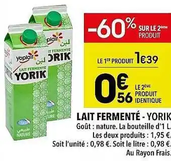 Supeco Lait fermenté - yorik offre