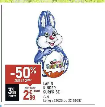 Spar Lapin kinder surprise offre