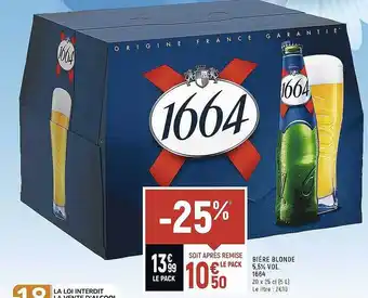 Spar Bière blonde 5,5% vol. 1664 offre