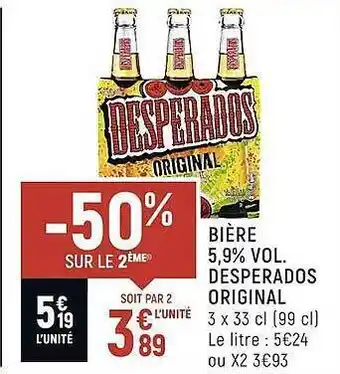 Spar Bière 5,9% vol. desperados original offre