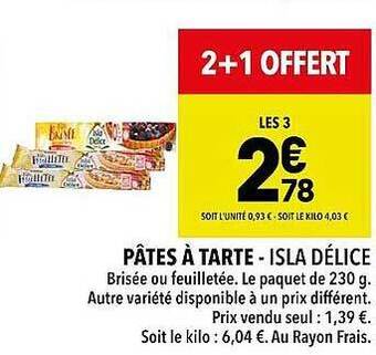 Supeco Pâtes à tarte - isla délice offre