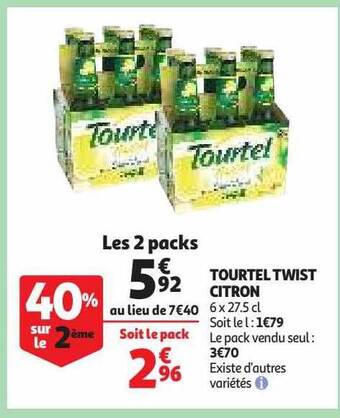 Auchan Tourtel twist citron offre