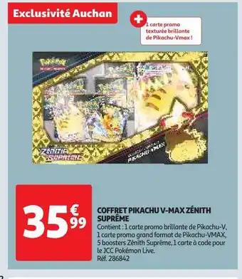 Auchan Coffret pikachu v-max zénith suprême offre