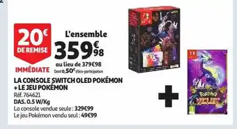 Auchan La console switch oled pokémon + le jeu pokémon offre