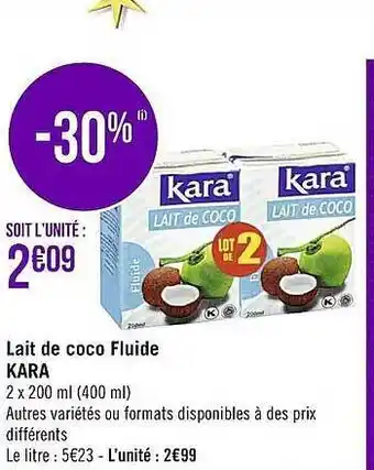 Lait de coco fluide kara