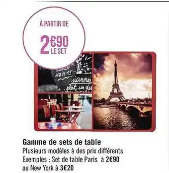 Casino Supermarchés Gamme de sets de table offre