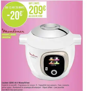 Cookeo ce851a10 blanc-silver moulinex