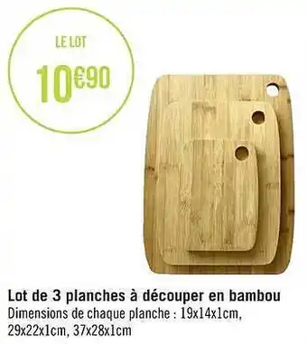 Casino Supermarchés Lot de 3 planches à découper en bambou offre