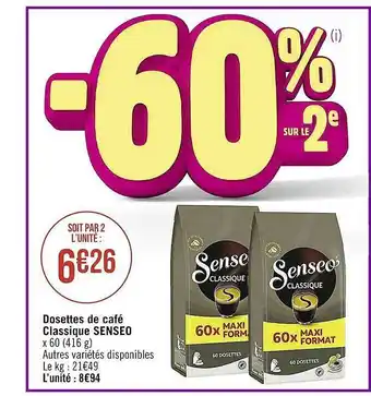Casino Supermarchés Dosettes de café classique senseo offre