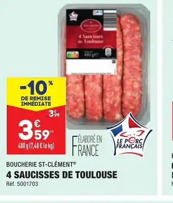 ALDI 4 Saucisses de Toulouse offre