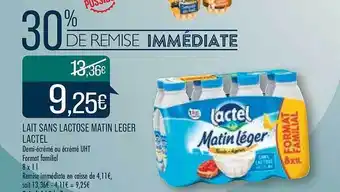 Match Lait sans lactose matin léger lactel offre