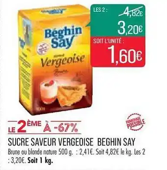 Match Sucre saveur vergeoise beghin say offre