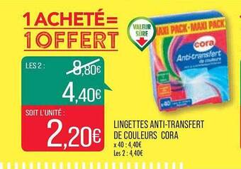 Match Lingettes anti-transfert de couleurs cora offre