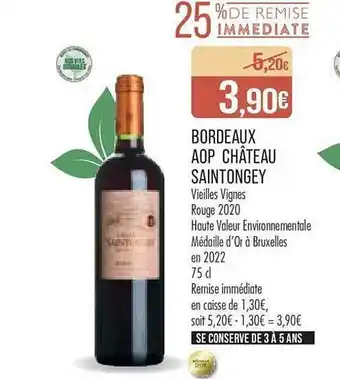 Match Bordeaux aop château saintongey offre