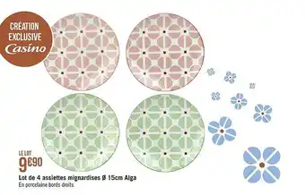 Lot de 4 assiettes mignardises Ăž 15 cm alga