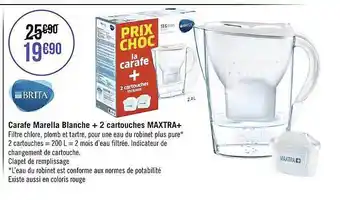Carafe marella blanche + 2 cartouches maxtra+ brita