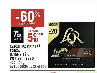 Spar Capsules de café forza intensité 9 l'or espresso offre