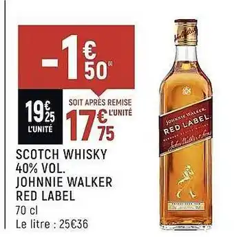 Spar Scotch whisky 40% vol. johnnie walker red label offre