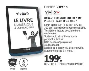 E.Leclerc Liseuse inkpad 3 vivlio offre